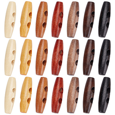 70pcs 7 style Natural Wood Buttons DIY-GF0006-67-1