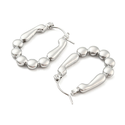 Non-Tarnish Oval Bubble 304 Stainless Steel Hoop Earring for Women EJEW-C067-01P-1
