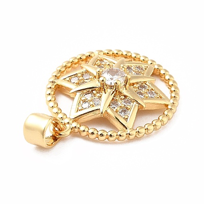 Rack Plating Brass Micro Pave Cubic Zirconia Pendants LS-KK-B057-07G-1