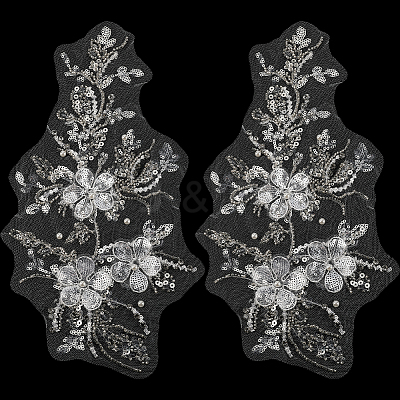Flower Gauze & Sequin Embroidery Ornament Accessories DIY-WH0430-464B-1
