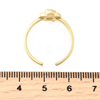 Ocean Theme Brass Micro Pave Cubic Zirconia Cuff Rings for Women RJEW-F184-17B-G-1