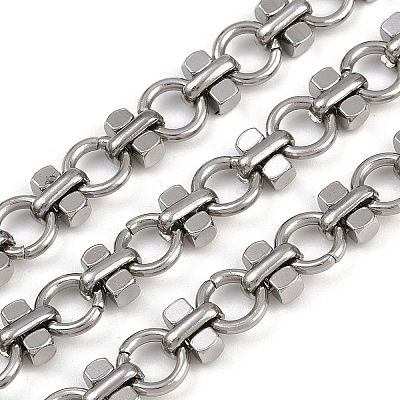 304 Stainless Steel Ring with Cube Link Chains CHS-A019-05P-1
