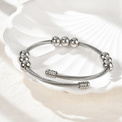 304 Stainless Steel Cuff Bangles for Women BJEW-Z087-11P-1