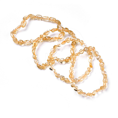 Natural Citrine Bead Stretch Bracelets BJEW-K213-62-1