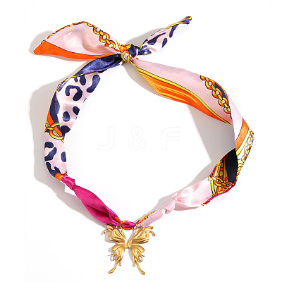 304 Stainless Steel Pendant Scarf Necklaces for Women WGD26AB-01-1