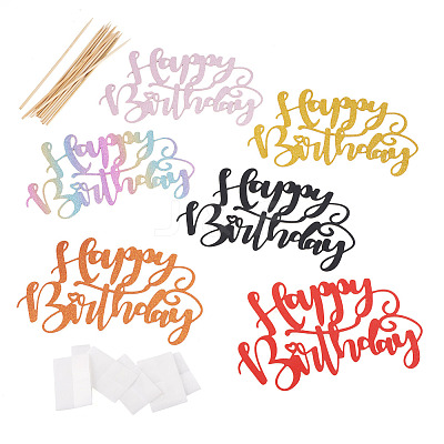 6Pcs 6 Colors Paper Cake Toppers FIND-TA0010-39-1