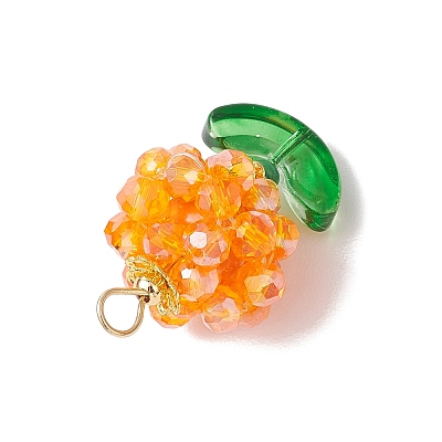 Flower Glass Pendants PALLOY-MZ00805-04-1