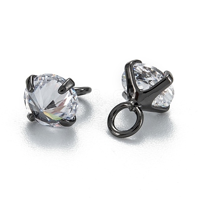 Brass Clear Cubic Zirconia Charms ZIRC-G170-12B-1