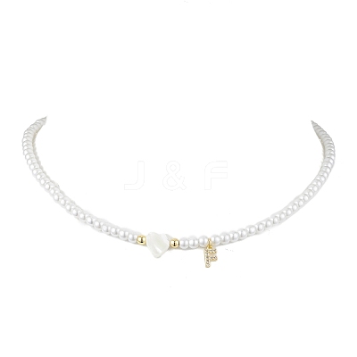 Brass Micro Pave Grade AAA Cubic Zirconia Letter Pendant Necklaces NJEW-JN04771-06-1