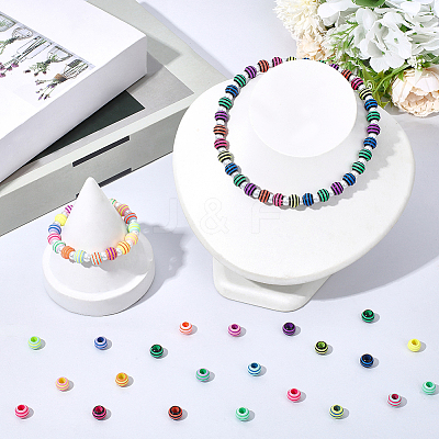 400Pcs 2 Colors Spray Painted Acrylic European Beads SACR-PA0001-28-1
