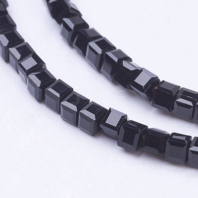 Cube Shaped Crystal Glass Beads Strands X-GLAA-F012-A02-1