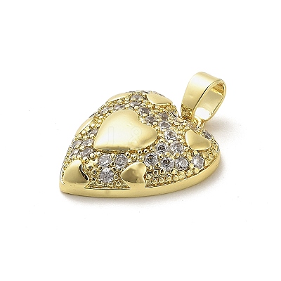 Rack Plating Brass Micro Pave Clear Cubic Zirconia Pendants KK-M276-05G-1