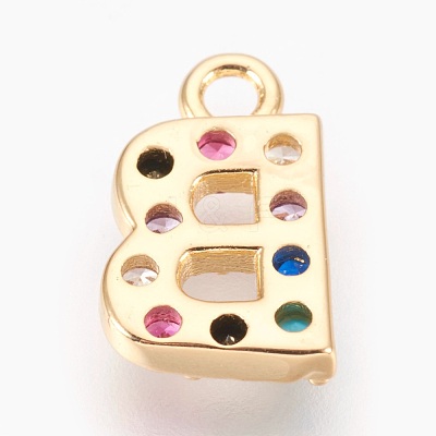 Brass Micro Pave Cubic Zirconia Charms ZIRC-F089-01G-B-1