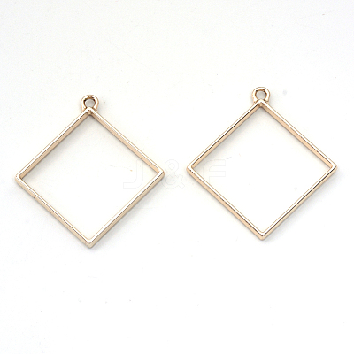 Rack Plating Alloy Rhombus Open Back Bezel Pendants LS-PALLOY-S047-22E-FF-1