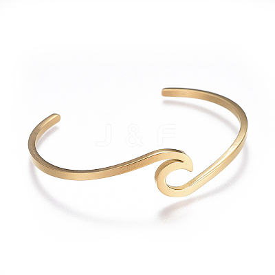 Ion Plating(IP) 304 Stainless Steel Cuff Bangles BJEW-G611-01G-1