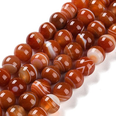 Natural Striped Agate/Banded Agate Beads Strands X-G-Z060-A01-C05-1