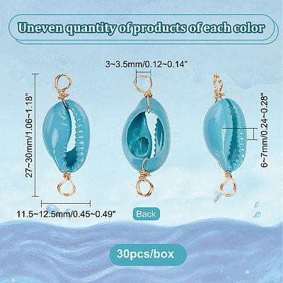 30Pcs Natural Cowrie Shell Connector Charms FIND-PH0007-95-1