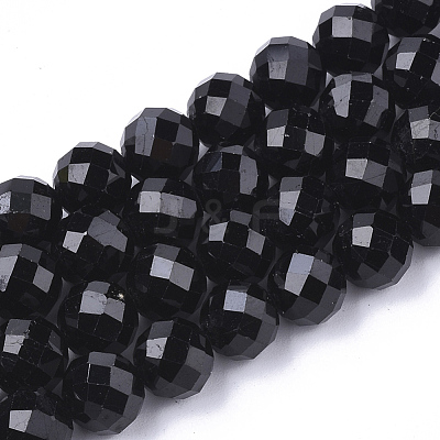 Natural Black Tourmaline Beads Strands X-G-S345-4mm-002-1