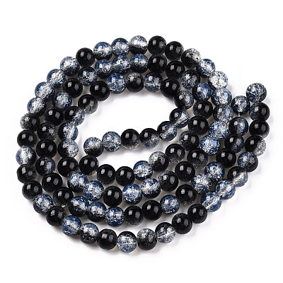 Transparent Crackle Baking Paint Glass Beads Strands DGLA-T003-01B-01-1