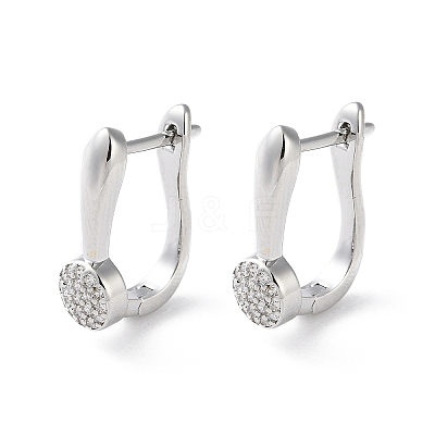 Brass Micro Pave Cubic Zirconia Hoop Earrings EJEW-P259-23P-1