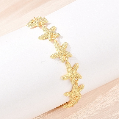 Starfish Brass Link Chain Bracelets for Women BJEW-K248-07A-G-1
