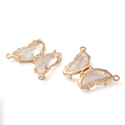 Brass Pave Faceted Glass Connector Charms FIND-Z020-03K-1