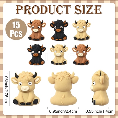 15Pcs 3 Colors Highland Cattle Silicone Beads SIL-YW0001-97-1