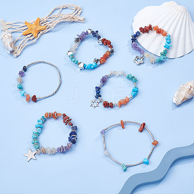 DIY Gemstone Bead Stretch Bracelets Making Kits DIY-SC0012-17-1