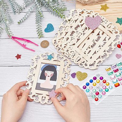 Undyed Wooden Photo Frame DIY-FG0002-86-1