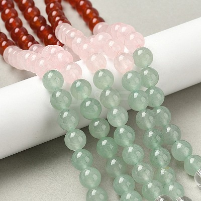 Chakra Natural Yellow Jade & Crystal Quartz & Green Aventurine & Rose Quartz & Carnelian & Sodalite & Amethyst Beads Strands G-NH0002-E03-6mm-1