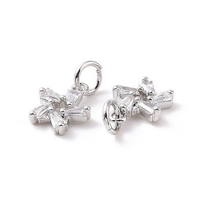 Star Brass Micro Pave Clear Cubic Zirconia Charms KK-G435-43P-1