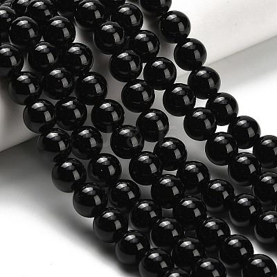 Natural Black Onyx(Dyed & Heated) Beads Strands X-G-H329-C06-8mm-1
