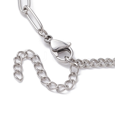 Natural Gemstone Round Link Bracelet BJEW-JB10032-02-1