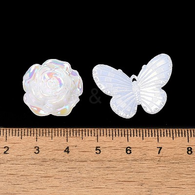 Rainbow Iridescent Plating Acrylic Beads OACR-U006-01C-1