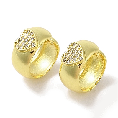 Brass Micro Pave Clear Cubic Zirconia Cuff Earrings for Women EJEW-I305-02G-1