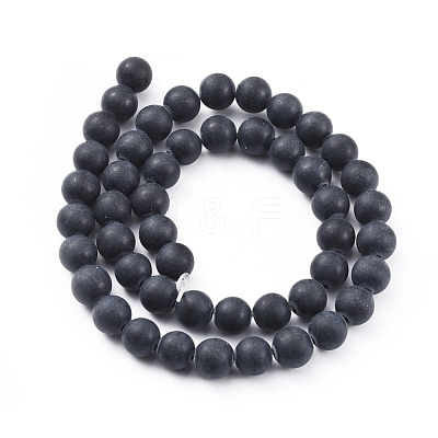 Natural Black Obsidian Beads Strands G-F662-01-8mm-1