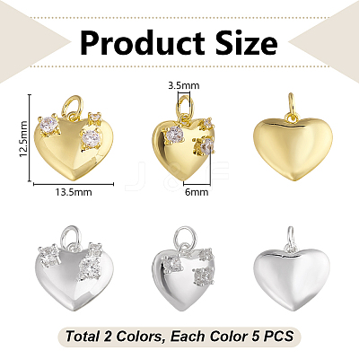 10Pcs 2 Colors Brass Pave Cubic Zirconia Pendants KK-GA0002-35-1