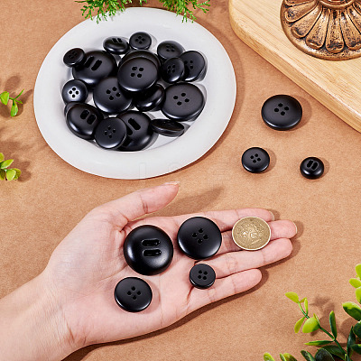 25Pcs 5 Styles 4-Hole Resin Buttons BUTT-TA0001-49-1
