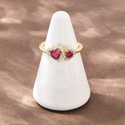 Brass Micro Pave Cubic Zirconia Cuff Open Rings for Women RJEW-C153-04G-1