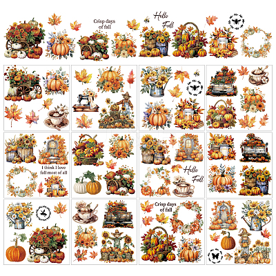 12 Sheets 12 Style PVC Stickers DIY-WH0570-018-1