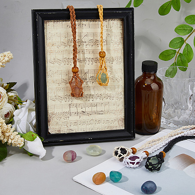 5Pcs 5 Colors Adjustable Waxed Cord Macrame Pouch Necklace Making for Gemstone Nuggets NJEW-DC0001-17-1