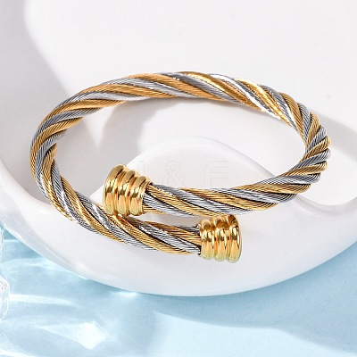 304 Stainless Steel Torque Bangles for Women BJEW-P310-24GP-1