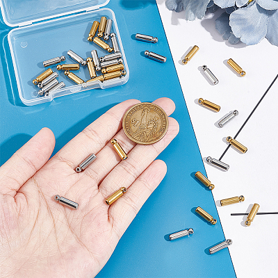 40Pcs 2 Color 202 Stainless Steel Stick Pin End Cap STAS-UN0049-48-1