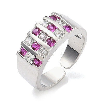 Brass Micro Pave Cubic Zirconia Cuff Open Rings RJEW-C158-04P-1