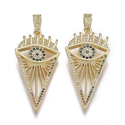Brass Micro Pave Clear and Black Cubic Zirconia Pendants X-ZIRC-A011-42G-1