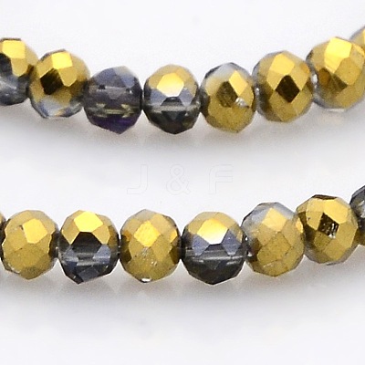 Half Plated Faceted Rondelle Glass Beads Strands GLAA-A024B-HP03-1