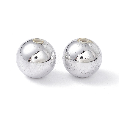 Silver Color Plated Acrylic Round Spacer Beads PACR-MSMC001-06-1