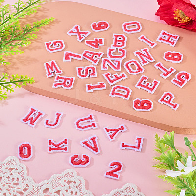 36Pcs 2 Sets 2 Styles Letter A~Z & Number 0~9 Polyester Embroidery Sew On Patches Sets PATC-TA0001-55A-1