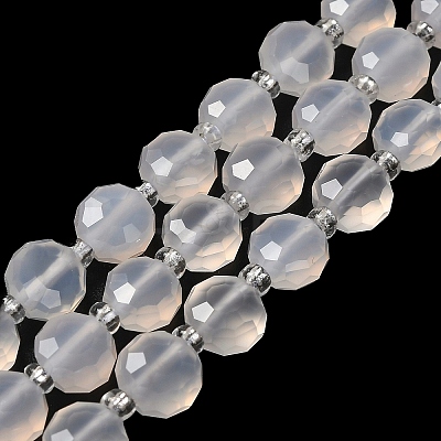 Natural White Agate Beads Strands G-B153-B02-1