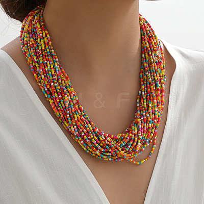 Plastic Beaded Multi-strand Necklaces ZG0249-4-1